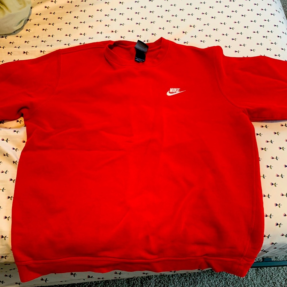 Mens Red Nike Crew Neck